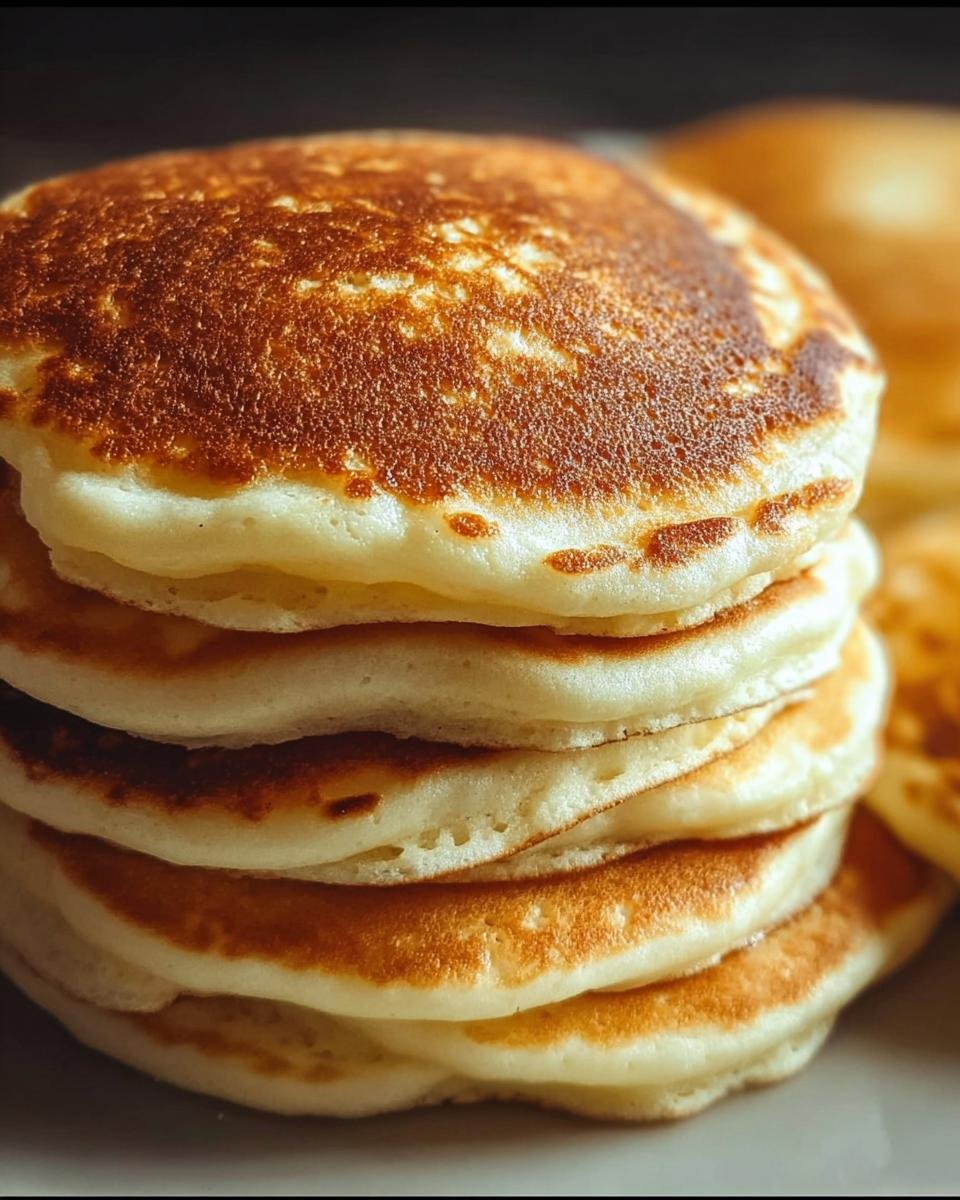 A stack of golden brown best fluffy pancake, showcasing their light and airy texture.