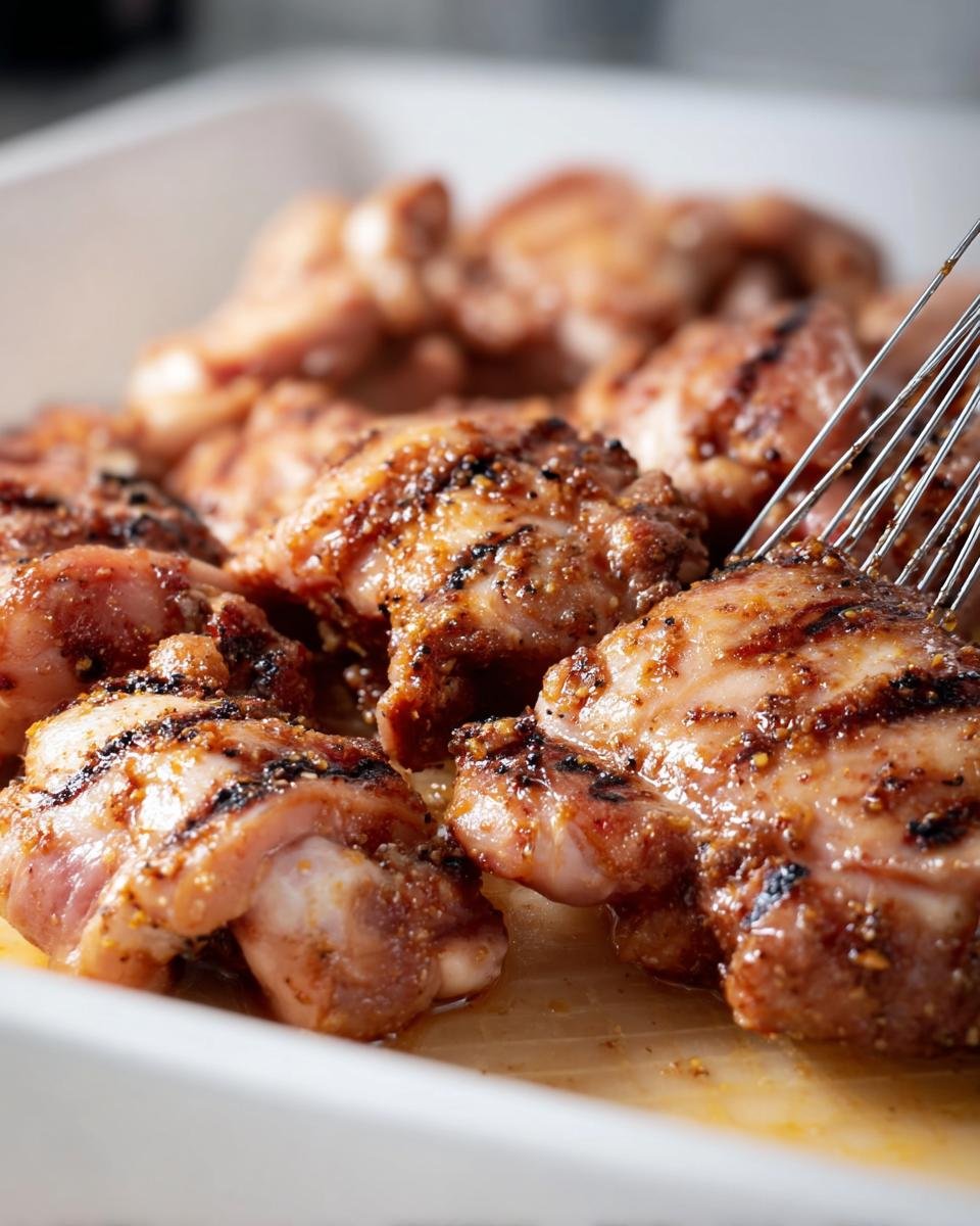 Close-up of grilled chicken thighs with grill marks, showcasing a flavorful Grilled Chicken Marinade.