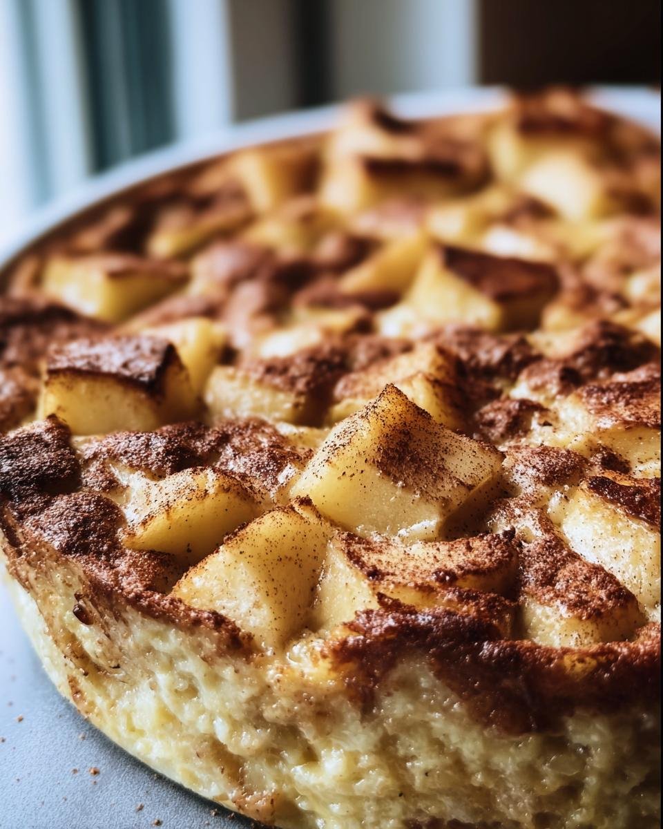 A close-up of the Apple Cinnamon Cottage Cheese Bake, showcasing the apples and cinnamon topping.
