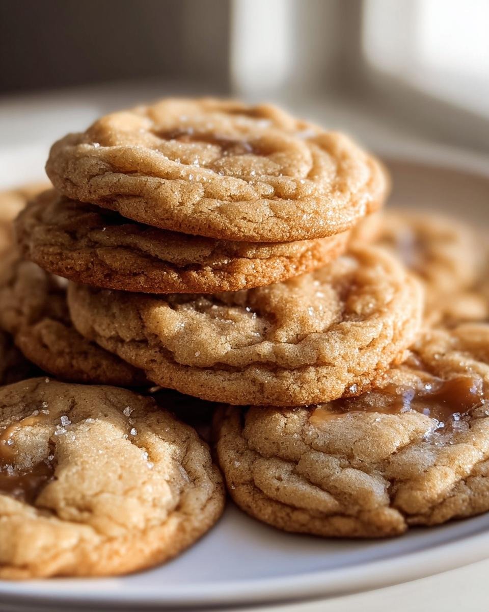 A tempting stack of homemade Brown Sugar Cookies, golden brown and sprinkled with sugar crystals.