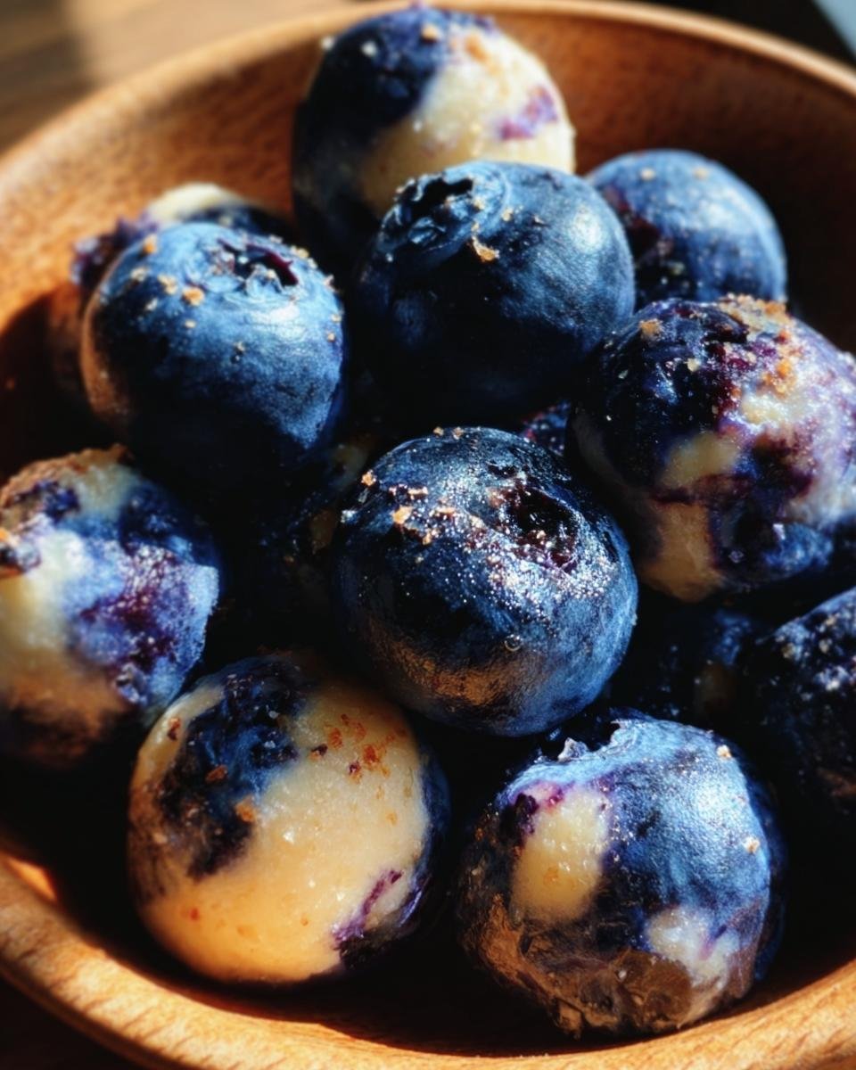 Close-up of a bowl filled with Lemon Blueberry Cottage Cheese, showcasing the fresh blueberries and creamy cottage cheese.