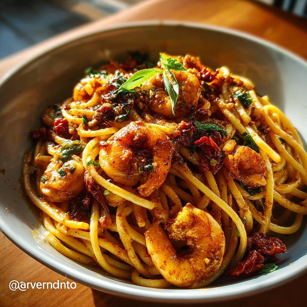A tempting bowl of Marry Me Shrimp Pasta with juicy shrimp, sun-dried tomatoes, and fresh basil.