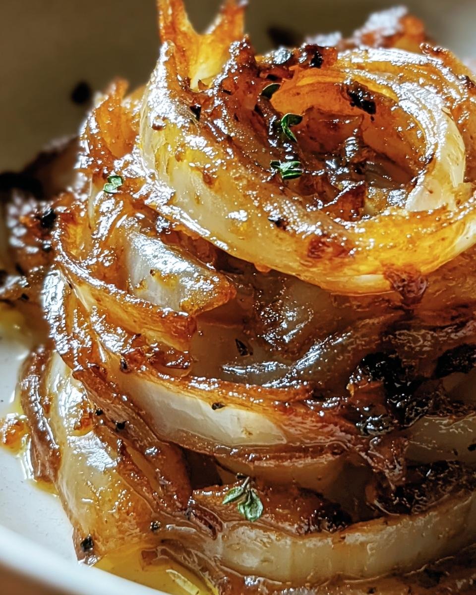 Close-up of caramelized Tennessee Onions, showcasing their golden-brown color and tender texture.