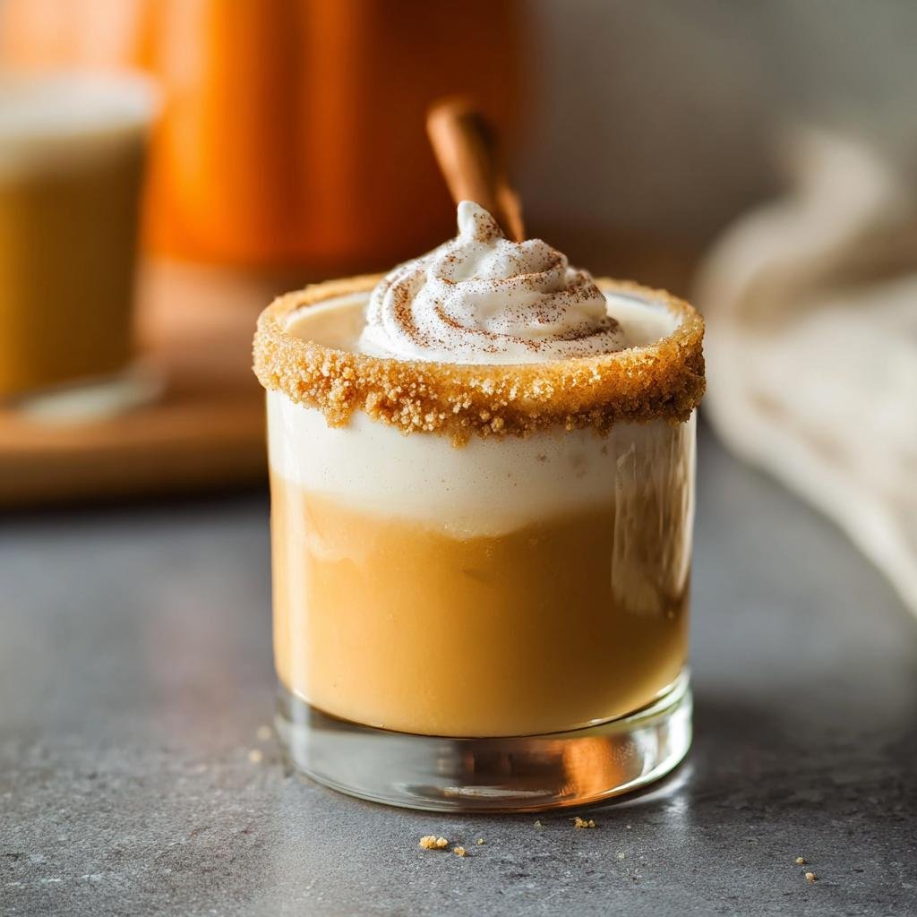 A rich Pumpkin Spice White Russian cocktail topped with whipped cream, cinnamon, and a sugar rim.