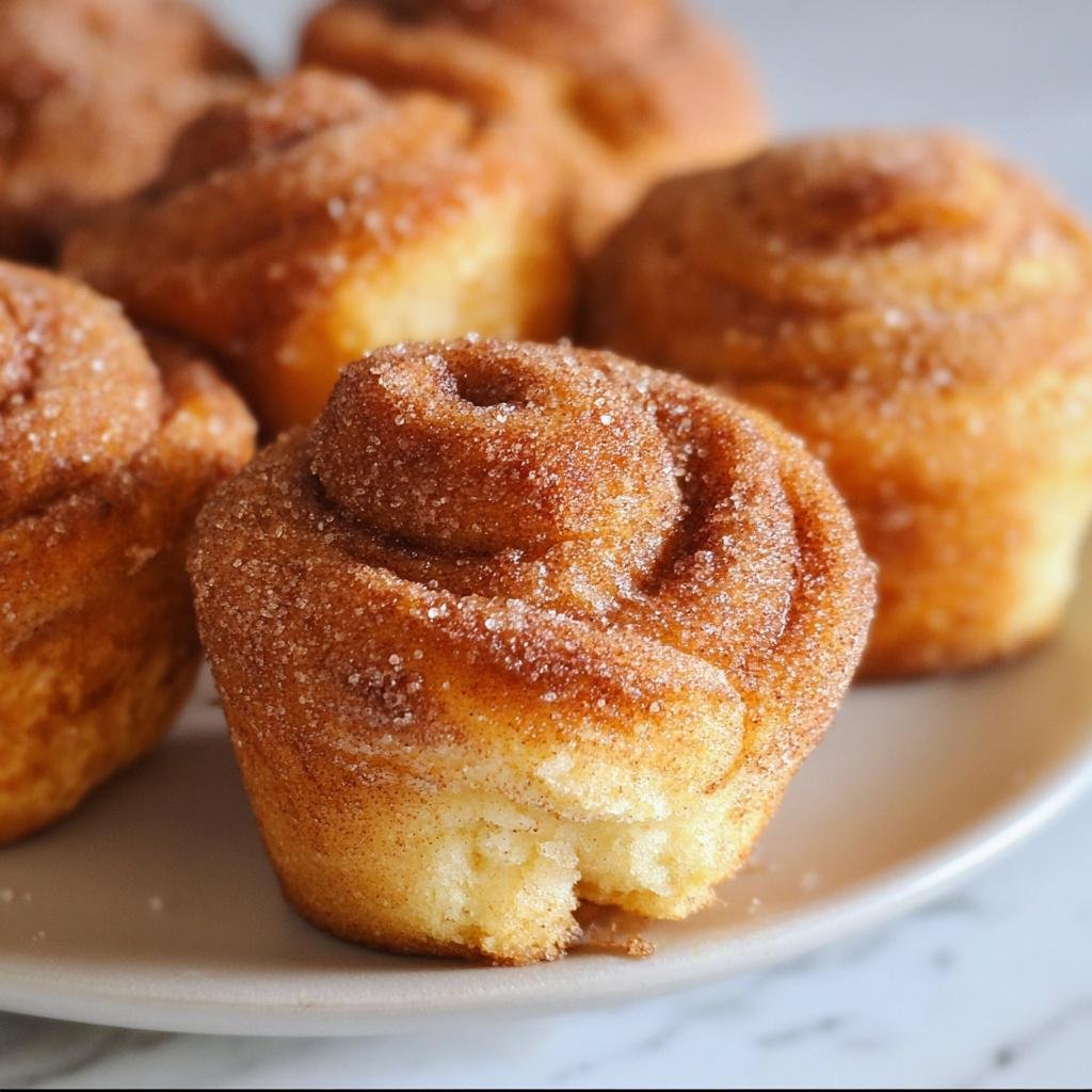 Close-up of a warm, fluffy Breakfast Roll coated in cinnamon sugar, with a bite taken out.