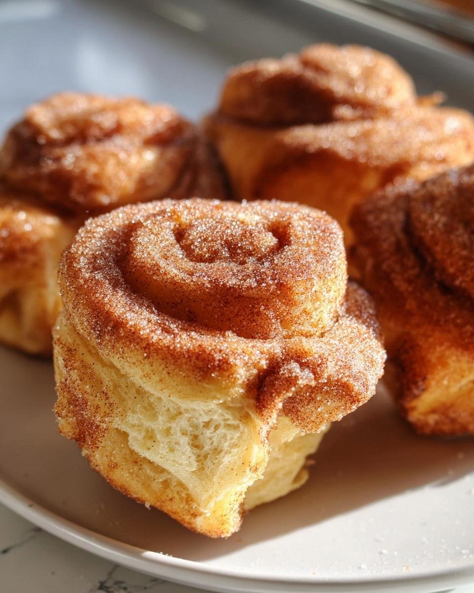Close-up of warm, fluffy Breakfast Rolls coated generously in cinnamon sugar topping.