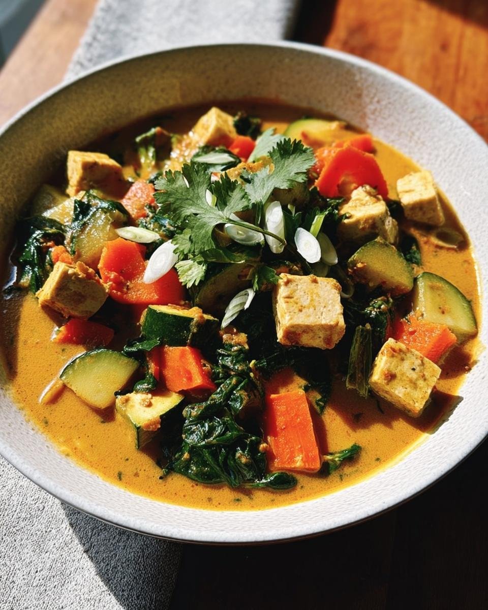 Close-up of a vibrant tofu and vegetable curry, a perfect example of Clean Eating Dinner Recipes Made Easy.