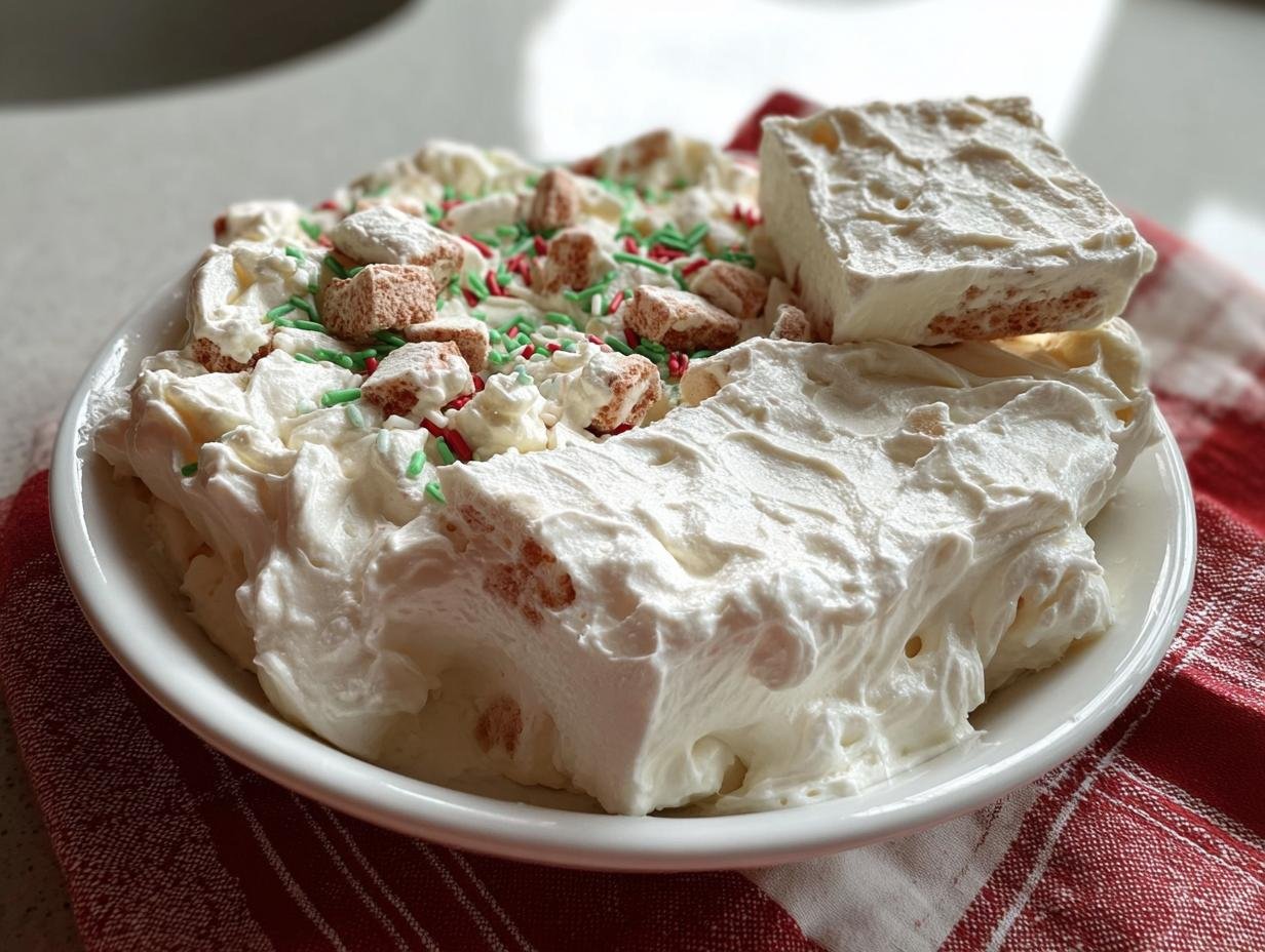 A festive serving of the Best Little Debbie Tree Cake Dip, topped with crumbled cake pieces and holiday sprinkles.