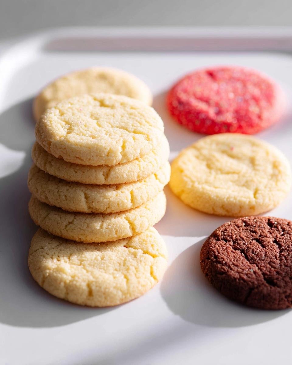 A selection of holiday cakes and cookies, including a stack of sugar cookies, a red sprinkle cookie, and a chocolate cookie.